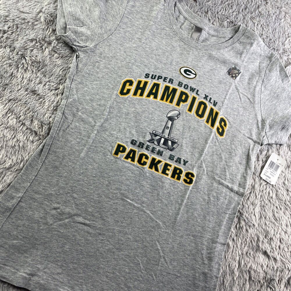 Green Bay Packers Shirt Womens Extra Large Gray Super Bowl XLV Champions NFL